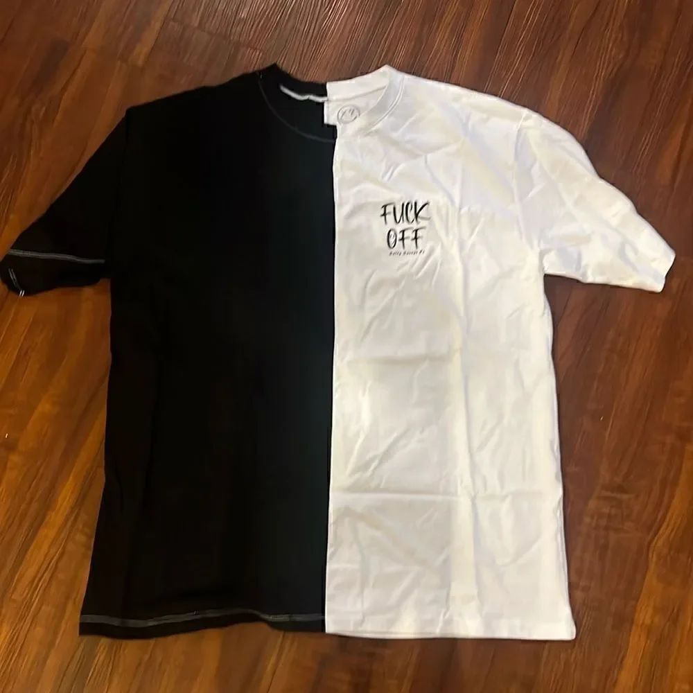 Black and White Mens Shirt - F off - Split Shirt BRAND NEW - Mens Large Shirt